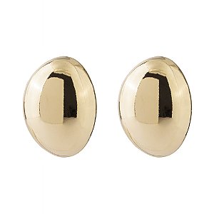 Brinco Oval Abaloado Liso Dourado