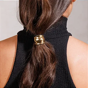 Amarrador de Cabelo com Peça Pequena Oval Dourado