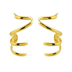 Brinco Ear Cuff Linhas Envolventes Lisas Dourado