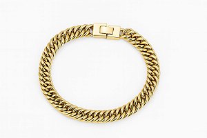 PULSEIRA MASCULINA ELOS DUPLOS B OURO 10MM