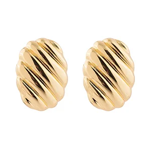 Brinco Oval Espiral Dourado