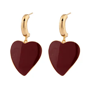 Brinco Argola com Pingente de Coração Vermelho