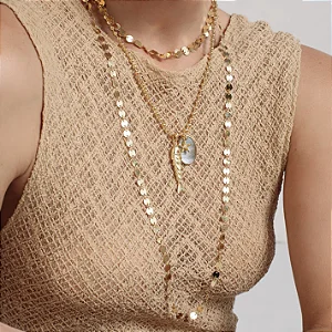 Colar Longo Medalhas Dourado