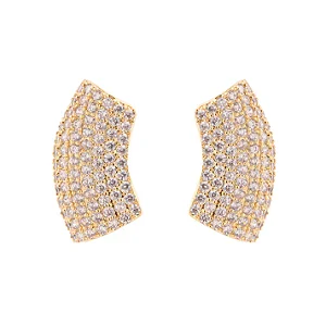 Brinco Ear cuff Inteiro Cravejado Dourado