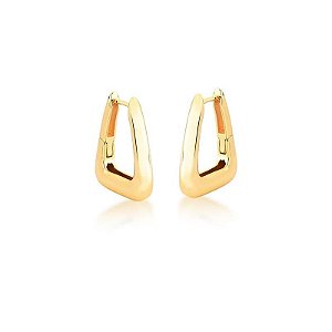 ARGOLA TRIANGULAR LISA BANHADA A OURO