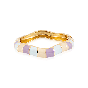 Pulseira Bracelete Ondas com Detalhes Coloridos Dourado