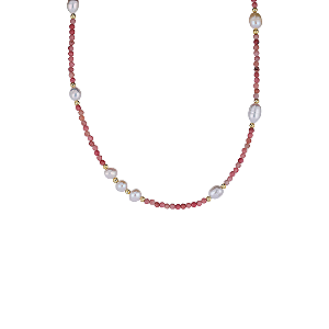 COLAR ROSA COM PEROLAS