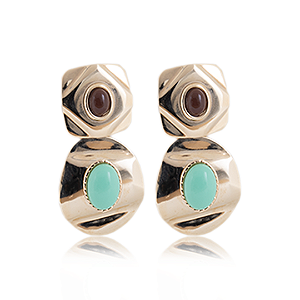 BRINCO CHAPA MARROM E TURQUESA