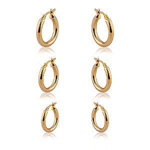 TRIO DE ARGOLAS DOURADAS