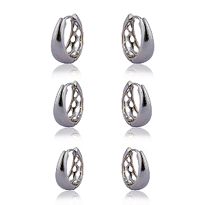 TRIO DE ARGOLAS ZOE NO RODIO