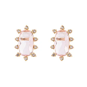 Brinco Cristal Oval e Entorno Cravejado Dourado