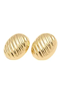 Brinco Oval Riscado com Banho em Ouro 18k