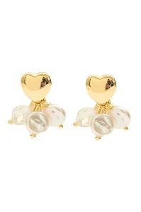 Argola Coração de Perólas Shell com Banho em Ouro 18k