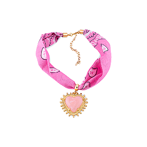 COLAR BANDANA ROSA CORAÇÃO