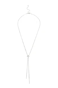 Colar Gravatinha Minimalista Cravejado com Banho em Ródio Branco