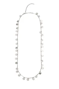 Colar Longo Medalhas Grande com Banho em Ródio Branco