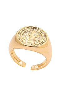 Anel São Bento Regulável com Banho em Ouro 18k