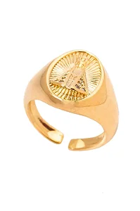 Anel de Dedinho Nossa Senhora Regulável com Banho em Ouro 18k