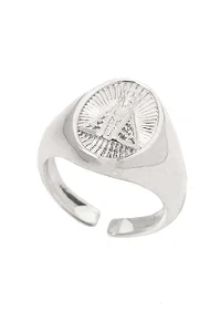 Anel de Dedinho Nossa Senhora Regulável com Banho em Ródio Branco