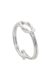 Anel Regulável Nó Duplo com Banho em Ródio Branco
