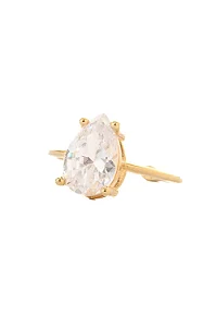 Anel Gota Zircônia Regulável com Banho em Ouro 18k