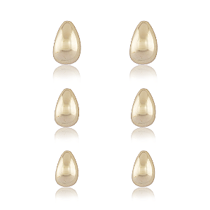 Brinco Trio Gotas Lisas Dourado