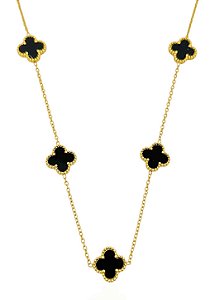 COLAR TREVO PRETO GOLD
