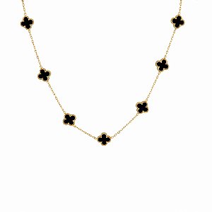 COLAR TREVO PRETO GOLD