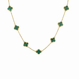 COLAR TREVO VERDE GOLD