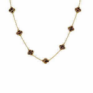COLAR TREVO MARROM GOLD