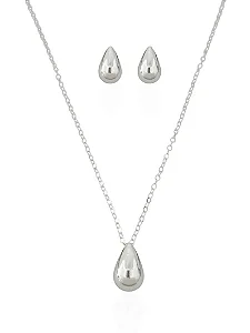 Conjunto Colar e Brinco Gota Lisa