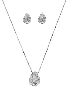 Conjunto Colar e Brinco Gota Com Microzircônias