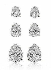 Trio de Brinco Gota Cristal