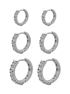 Trio de Brinco Argola Com Zircônia