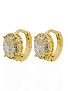 Brinco Argola Com Oval de Cristal