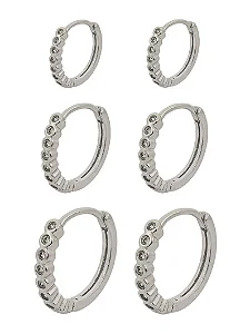 Trio de Brinco Argola com Pontos de Luz