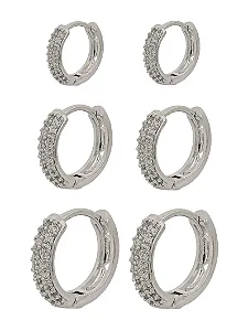 Trio de Brinco Argola Cravejada