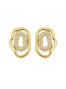 Brinco Organico Martelado Com Micro Zirconia