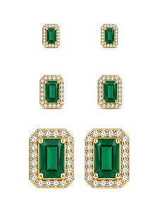 TRIO CRAVEJADO QUADRADO VERDE