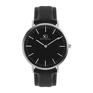 Relogio Masculino Preto Pulseira De Couro Murray Black Hill 40mm