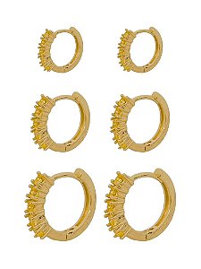 TRIO DE ARGOLA AMARELO GOLD