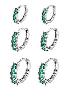 TRIO DE ARGOLA VERDE RB
