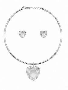 CONJUNTO ARO E BRICO CORAÇÃO CRISTAL
