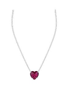 colar coração cristal rosa