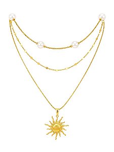 Colar triplo sol gold