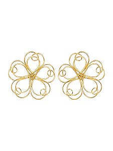BRINCO FLOR DE FIOS GOLD