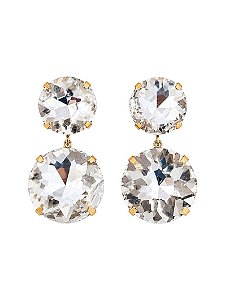 Brinco ponto de luz duplo gold cristal