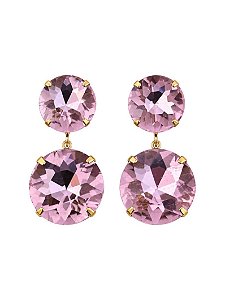 Brinco ponto de luz duplo gold rosa