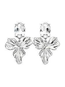 Brinco flor martelada cristal oval