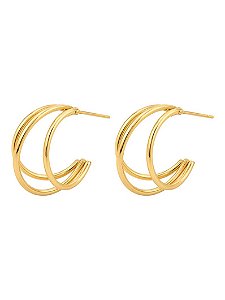 Brinco argola 3 fios gold